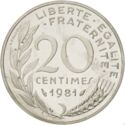 20 Centimes (Piedfort - Silver)