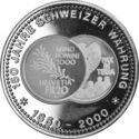 150 ans de la monnaie Suisse 1850-2000 / 20 francs