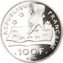 100 Francs (15 Ecus. 395th Anniversary of René Descartes)