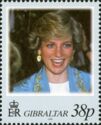 Princess Diana Wearing a Blue Jacket with Gold Embroidery