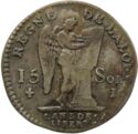 15 Sols (1/8 ECU, Louis XVI - "FRANÇOIS" - I - Limoges)