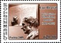 Bust of Louis Braille, 1809-1852. Book for blind