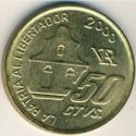 50 Centavos (150th Death anniversary of general San Martín - Reeded edge)