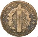 2 Sols (Louis XVI - FRANCAIS - BB - Strasbourg)