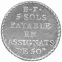5 sols payable en assignats de 50/Manufacture de Porcelaine