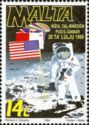 National Flags and Astronaut on the Moon