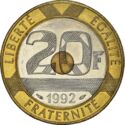 20 Francs (Mont St. Michel - Edge 5 reeded segments)