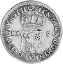 20 Sols (Louis XV. - 1/6 Ecu - V - Troyes)