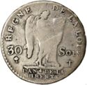 30 Sols (¼ Ecu. Louis XVI - "FRANÇOIS" - T - Nantes)