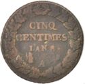 5 Centimes (A - Paris. Overstruck on a Un Decime km636.1)