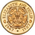 50 Pence (40th Wedding Anniversary, Queen Elizabeth II & Prince Philip - Gold)