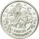 14 Ecu (10 Pounds. Knight on horseback jumping right)