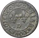 1 Denier Tournois (Henri IV. Dauphine hybride - D - Lyon)