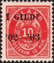 10 aur red w/ black overprint