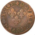 1 Double Tournois (Louis XIII - H - La Rochelle)