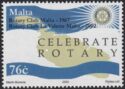 Outline of Malta and Gozo and "CELEBRATE ROTARY"