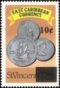 Twenty five cent and two ten cent coins - Surcharged