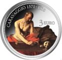 3 Euro (Caravaggio: Writing Saint Jerome. Сolored)