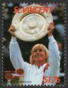 Martina Navratilova with Wimbeldon trophy