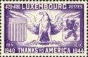 Eagle between Arms of U.S.A. and Arms of Luxembourg