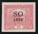 Hradcany at Prague - overprint S O 1920