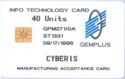 CYBERIS 40 Units 09/17/1996 Gemplus Testcard