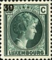 Grand Duchess Charlotte facing Right, Surcharged (green)